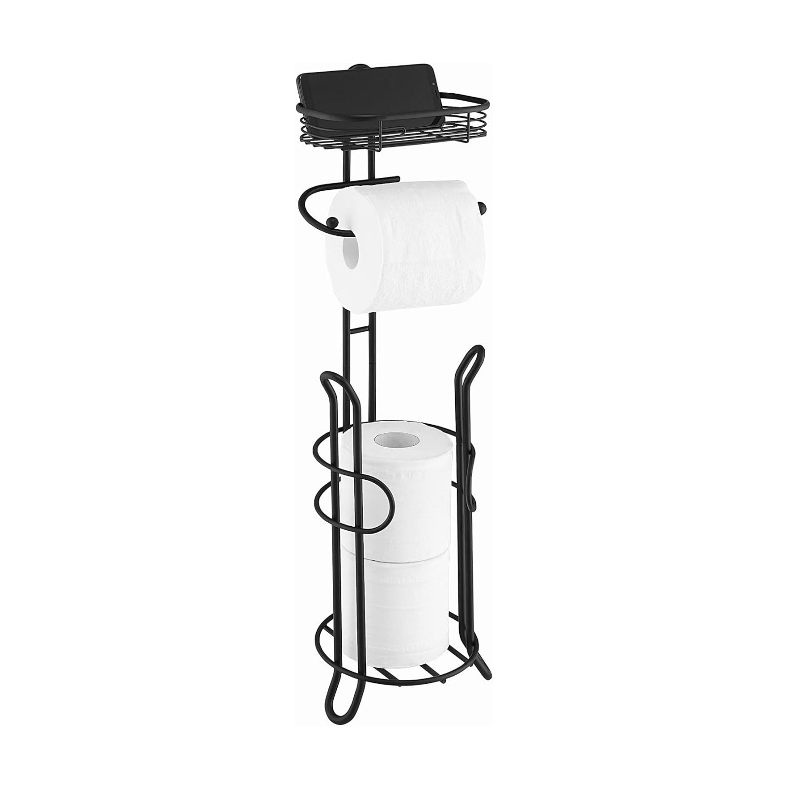 SunnyPoint Bathroom Heavyweight Toilet Tissue Paper Roll Storage Holder Stand with Reserve and Shelve, The Reserve Area