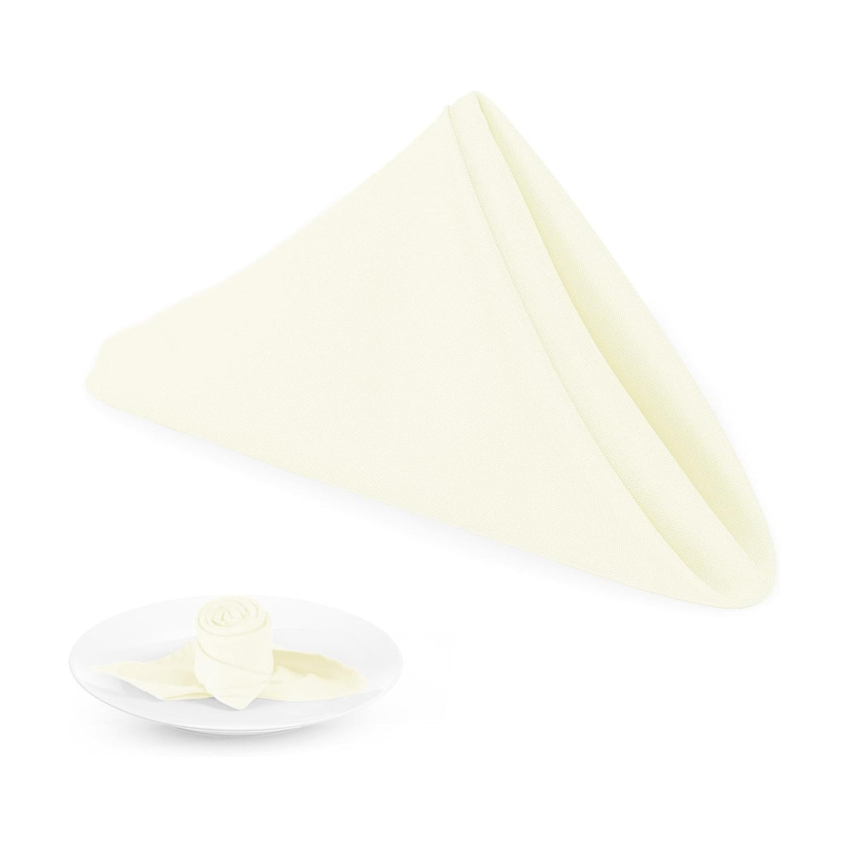 PLOYMONO Ivory Cloth Napkins - 8 Pack 17" x 17" Washable Polyester Napkins
