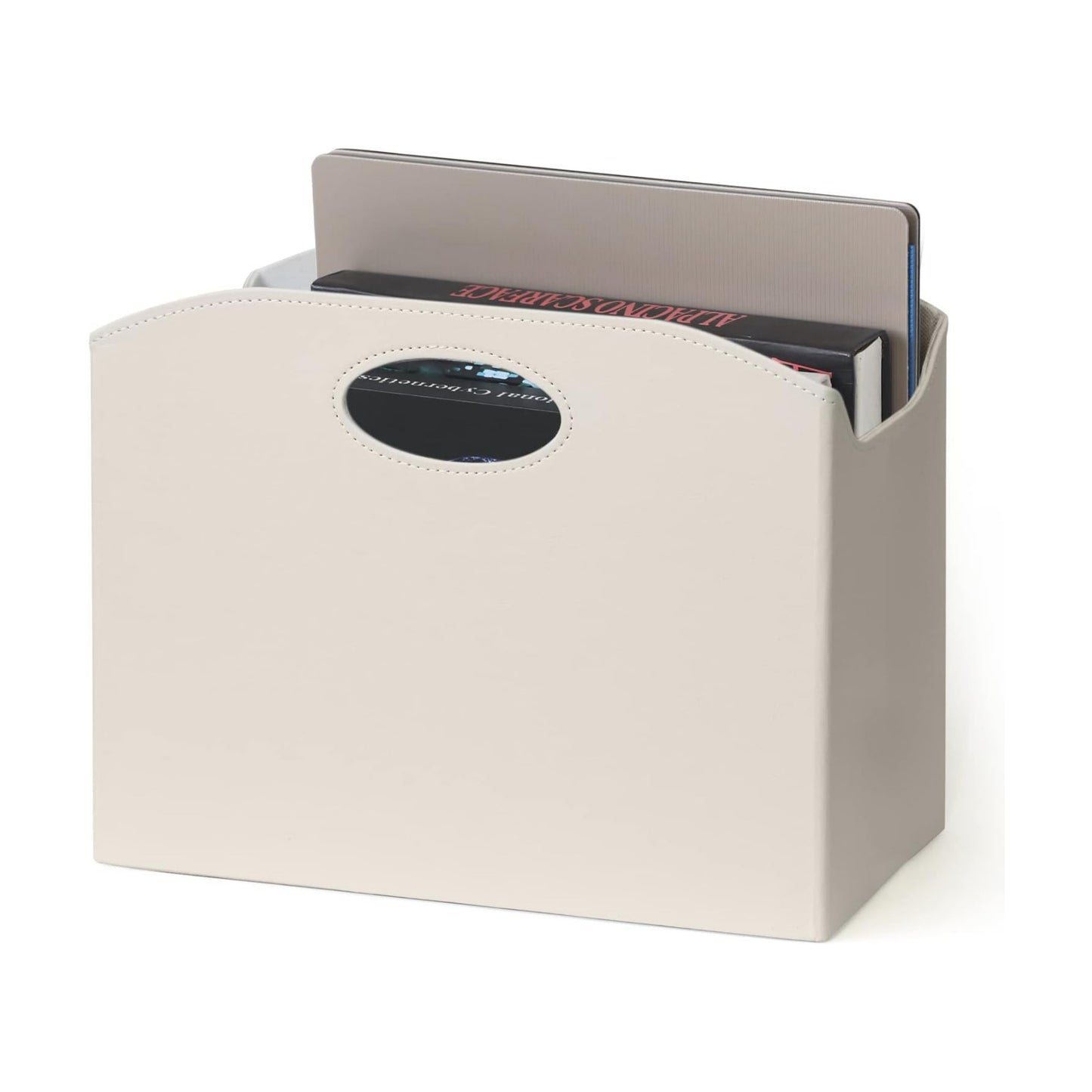 EZDeco Magazine Holder Foldable Magazine Rack Floor PU Leather File Holder Newspaper Book Storage Magazine Basket
