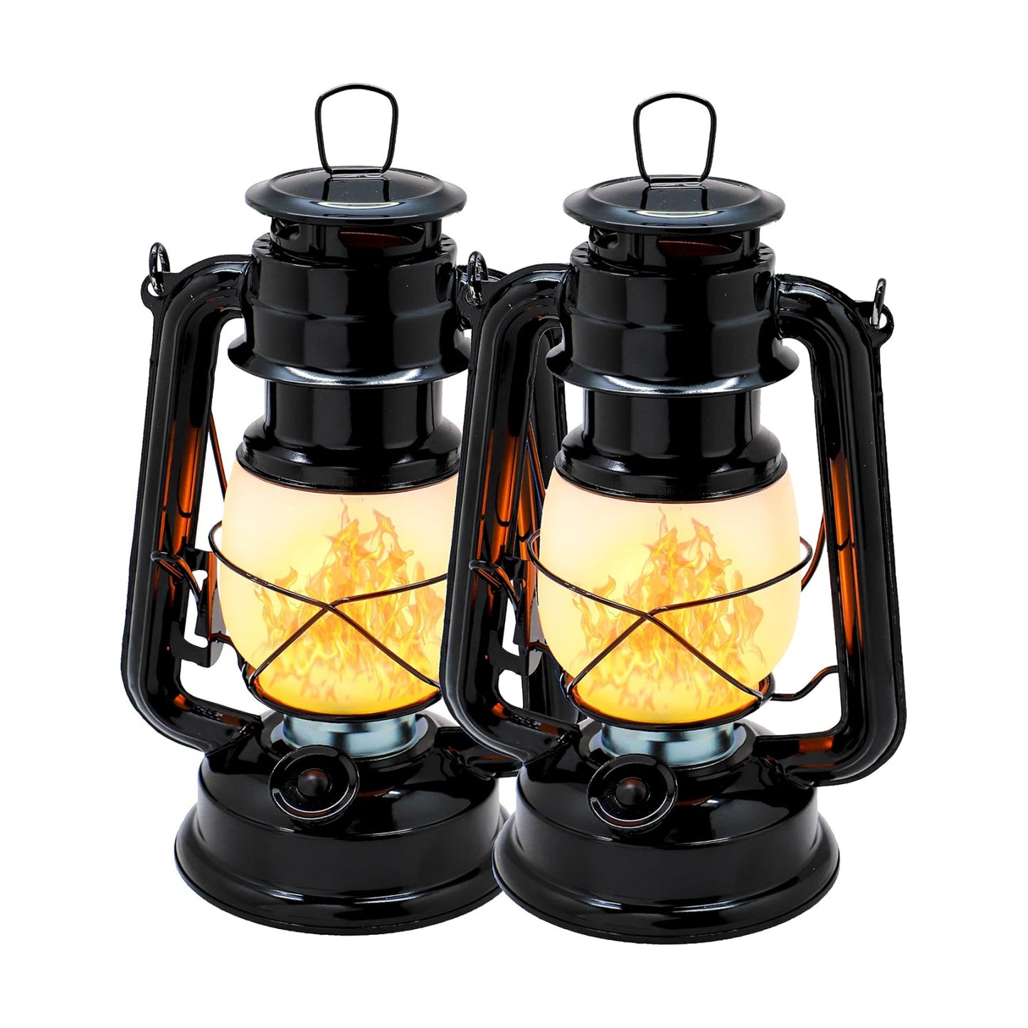 YAKii LED Vintage Flame Lantern Metal Outdoor Hanging Lantern with Dancing Flame Battery Operated Halloween Outdoor