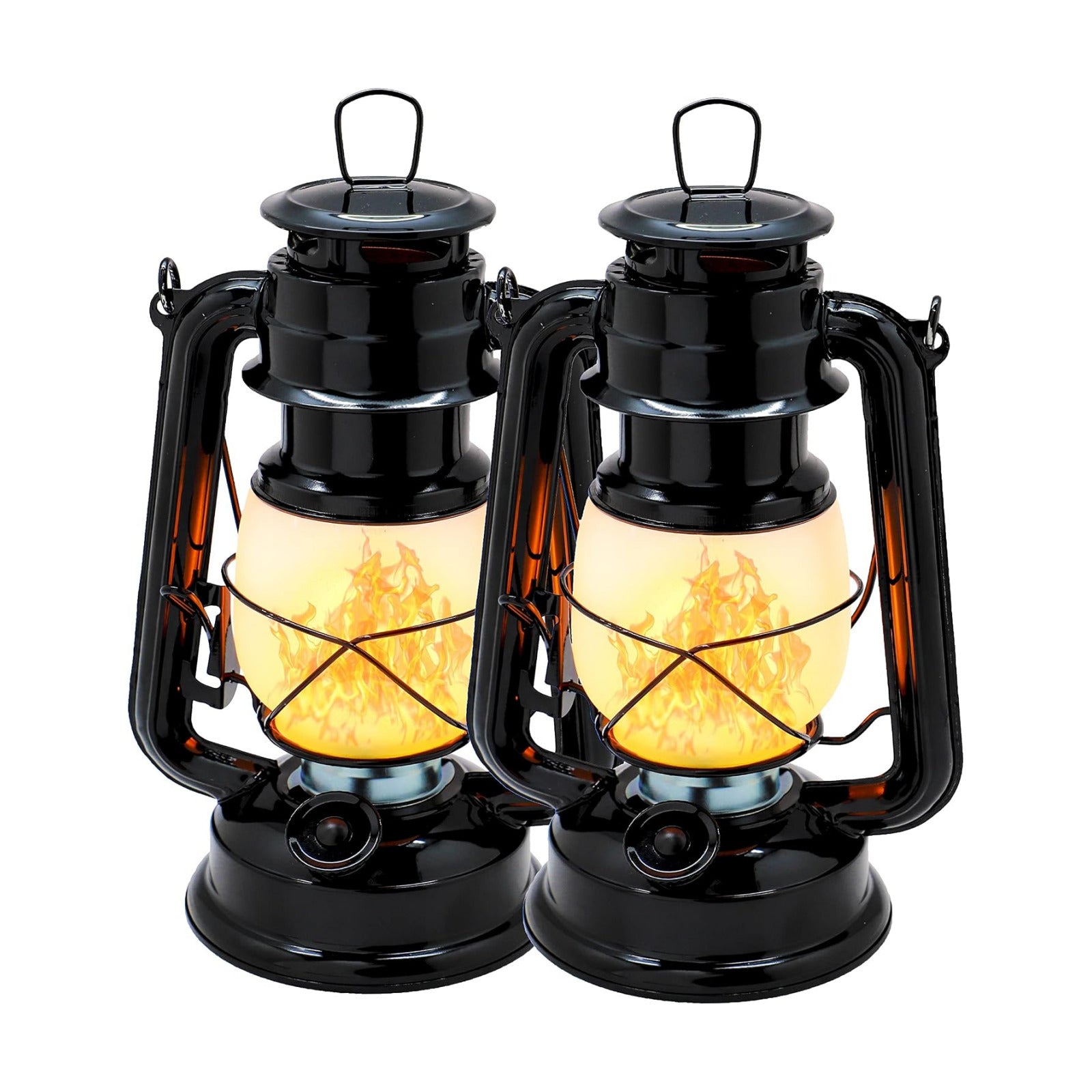 YAKii LED Vintage Flame Lantern Metal Outdoor Hanging Lantern with Dancing Flame Battery Operated Halloween Outdoor