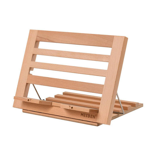 MEEDEN Book Stand with Page Holder Clips: 13.39" x 9.25" Cookbook Holders | Adjustable Foldable Solid Beechwood MacBook