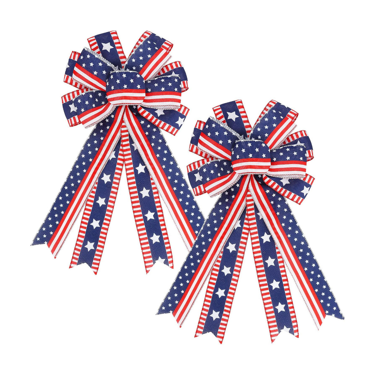 2PCS Large 4th of July Wreath Bows for Independence Day Front Door Decor