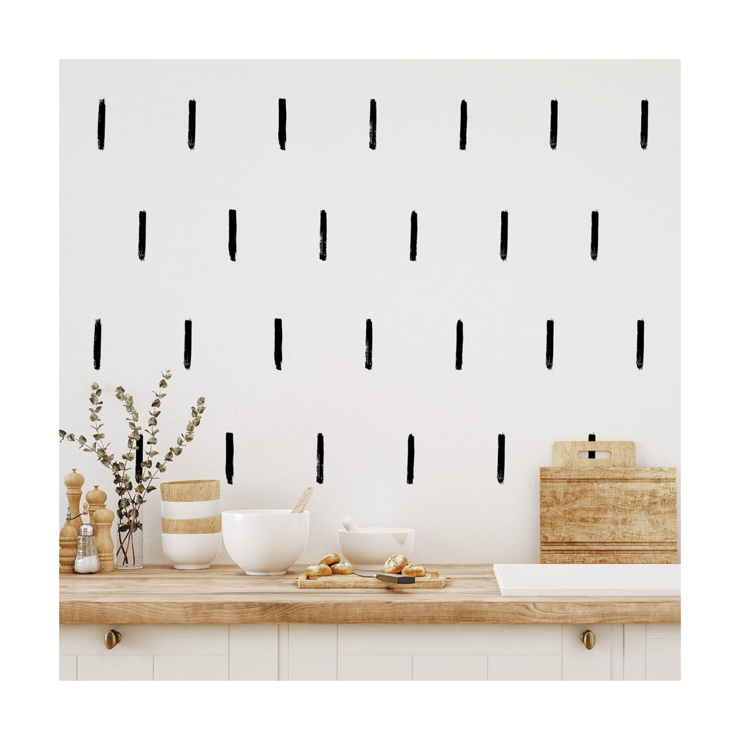 Watercolor Line Wall Decals / Black / Set of 270