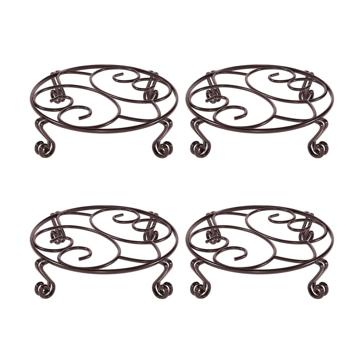 Yimobra 4 Pack Plant Stand for Flower Pot Heavy Duty Potted Holder Indoor Outdoor Metal Rustproof Iron Garden Container