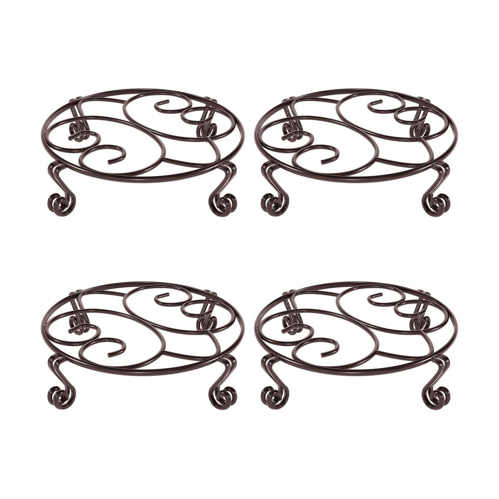 Yimobra 4 Pack Plant Stand for Flower Pot Heavy Duty Potted Holder Indoor Outdoor Metal Rustproof Iron Garden Container