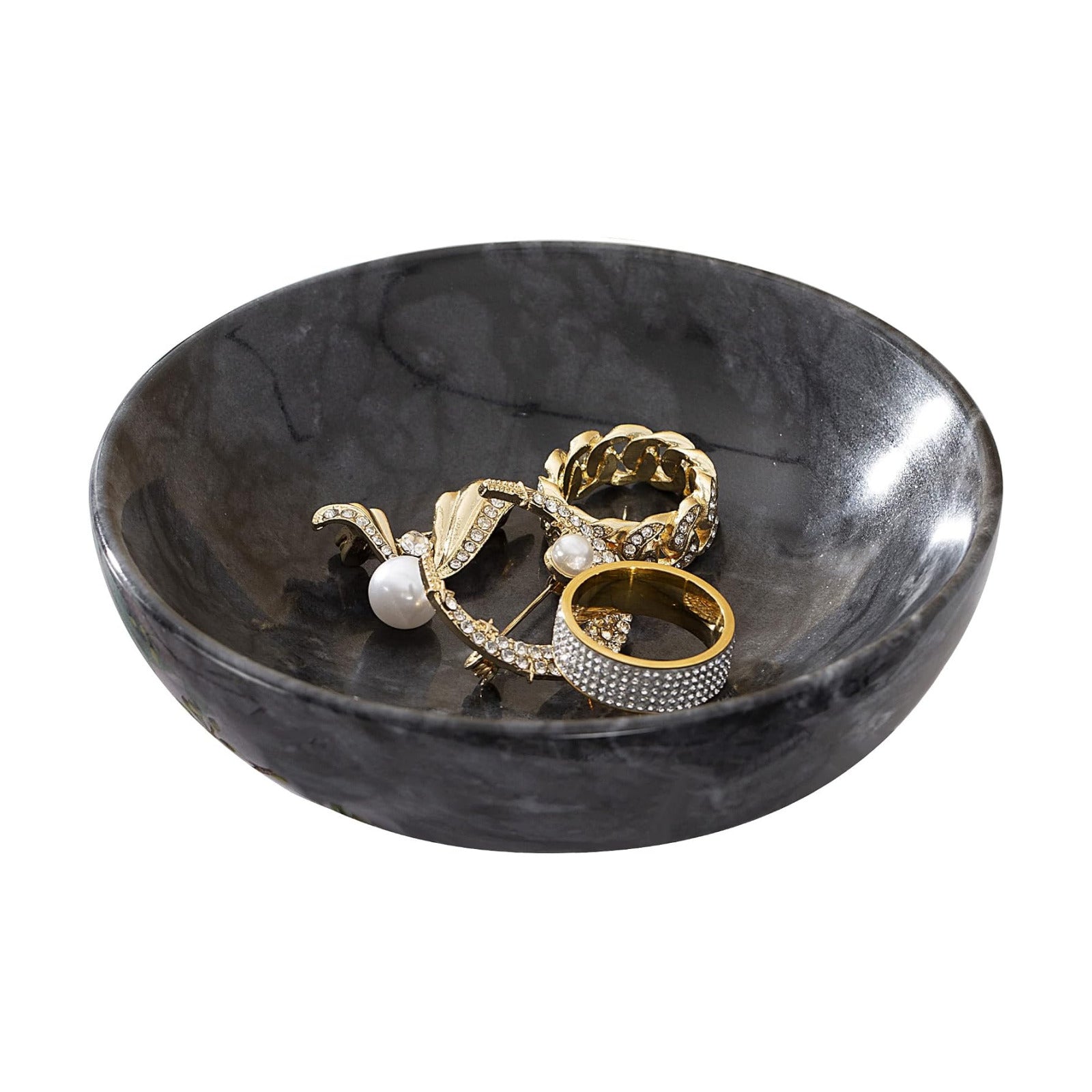 Rings Holder / Marble Jewelry Dish / Black