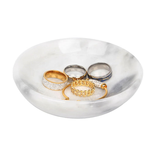 Rings Holder / Marble Jewelry Dish / White