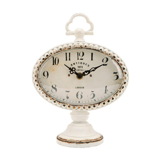 NIKKY HOME Vintage Table Clock with Beads, Silent Shelf Desk Top Clock Battery Operated Antique Design, Chic Home Decor