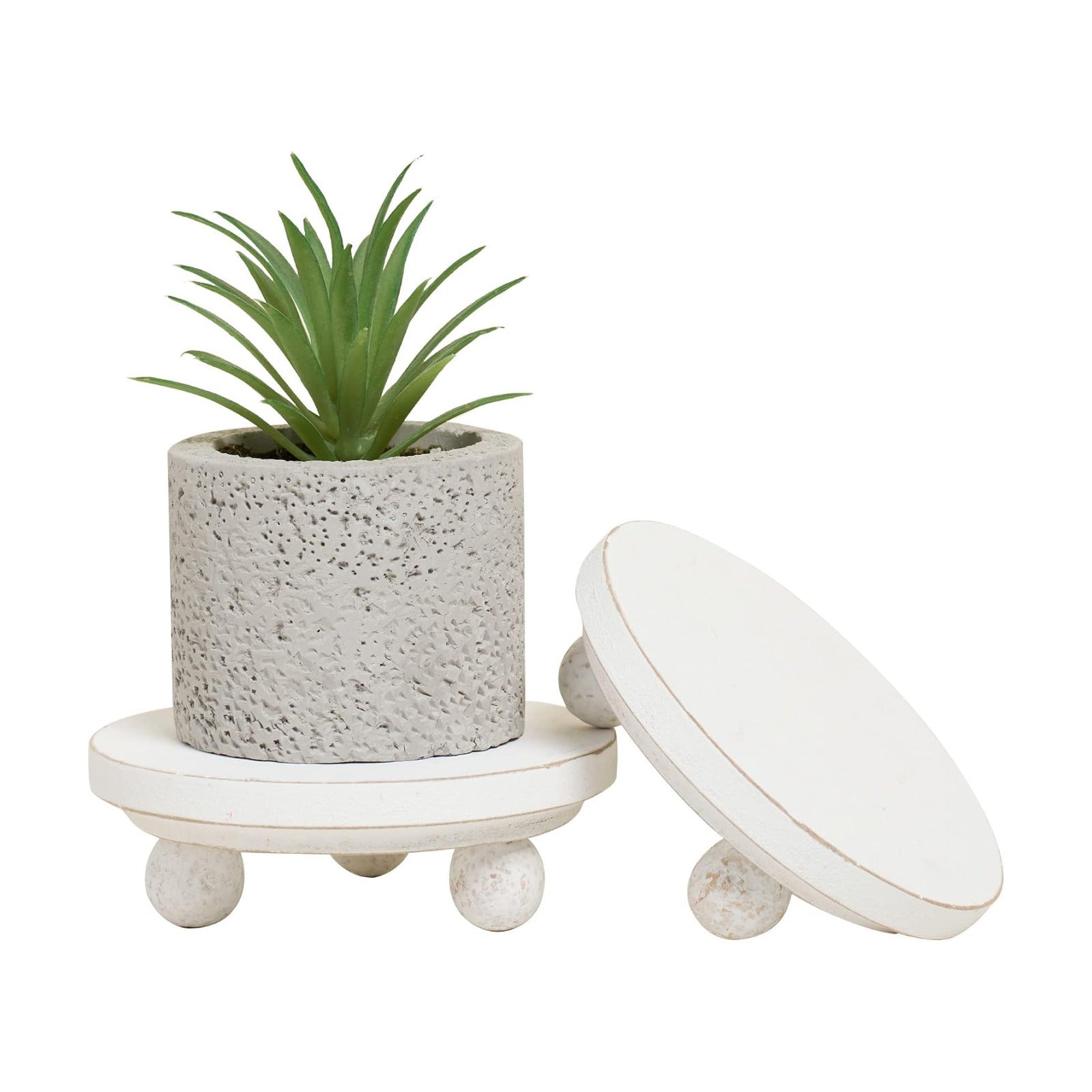Farmhouse Wood Riser / 4" White-round / 4 Inch