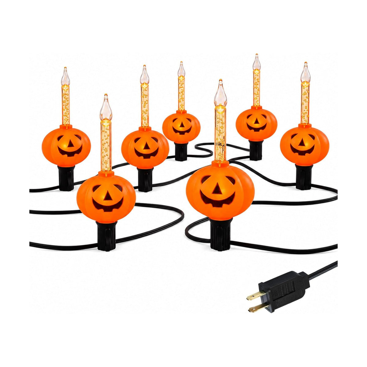 7FT Vintage Halloween Pumpkin Bubble Lights with 7 Bulbs