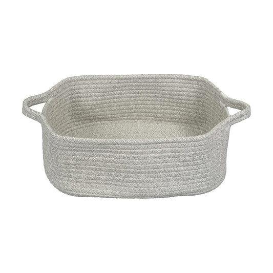 Woven Cotton Rope Storage Basket / Light Grey
