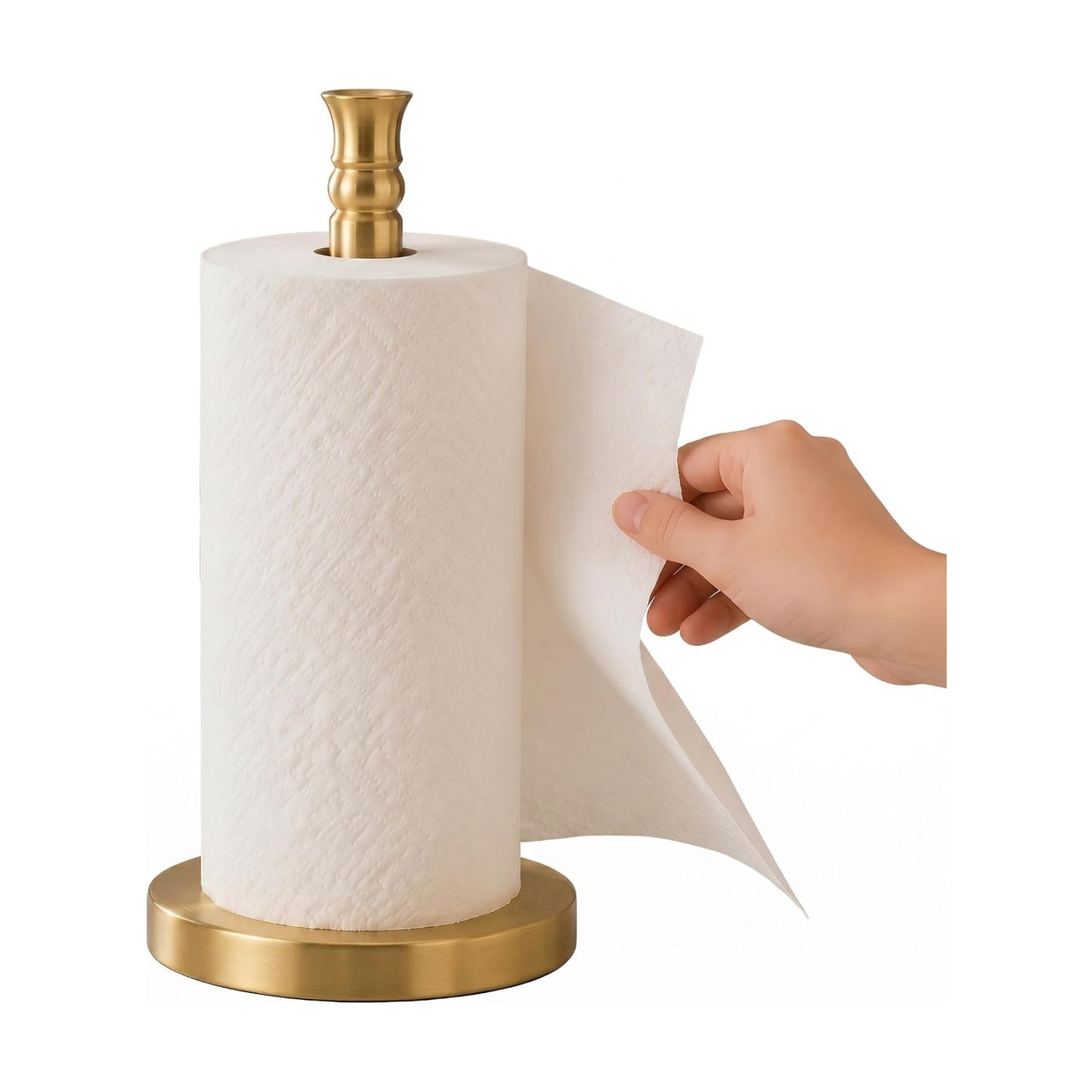 Paper Towel Holder, Stainless Steel Heavy Base (2LBS in Weight, and 6.7inch in Diameter), Gold Brushed Finish, Paper