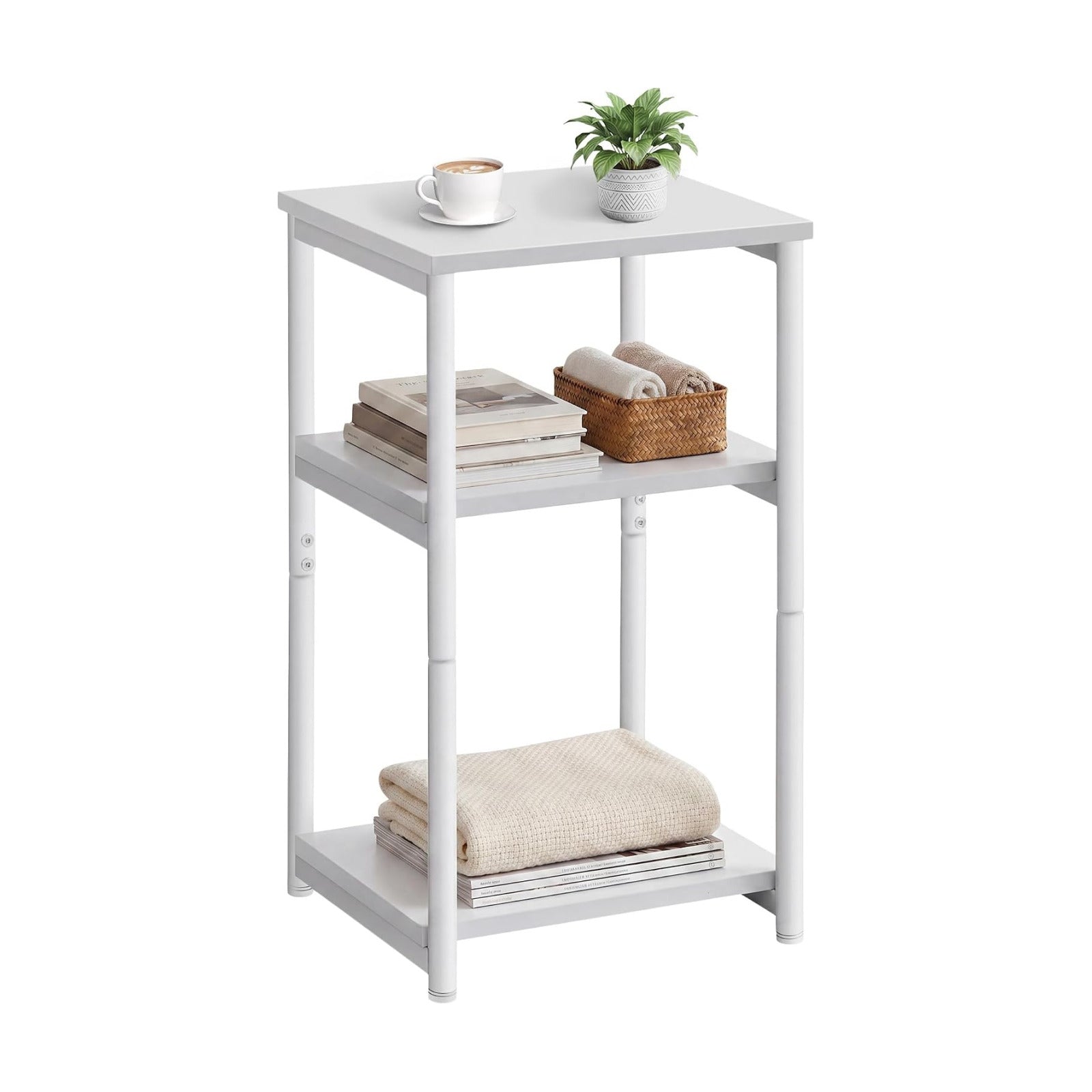 VASAGLE Side Table, Small End Table, Tall Nightstand, Steel Frame