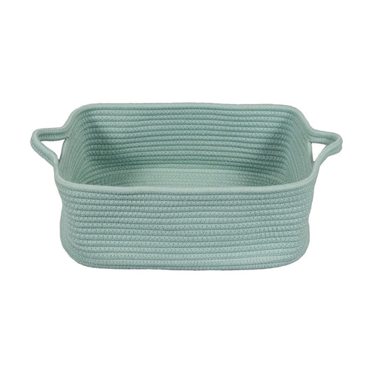 Woven Cotton Rope Storage Basket / Light Green