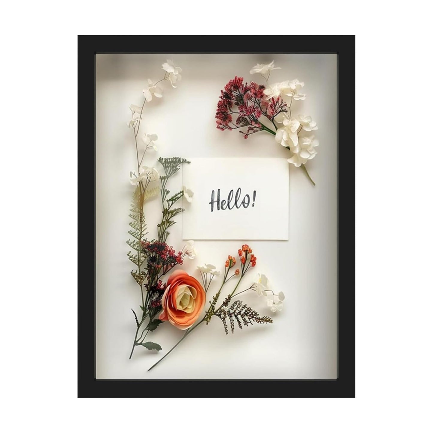 FrameWorks 12” x 16” Black Wooden Shadow Box Frame – Display Case with Soft Felt Back, Memory Box with Tempered Glass
