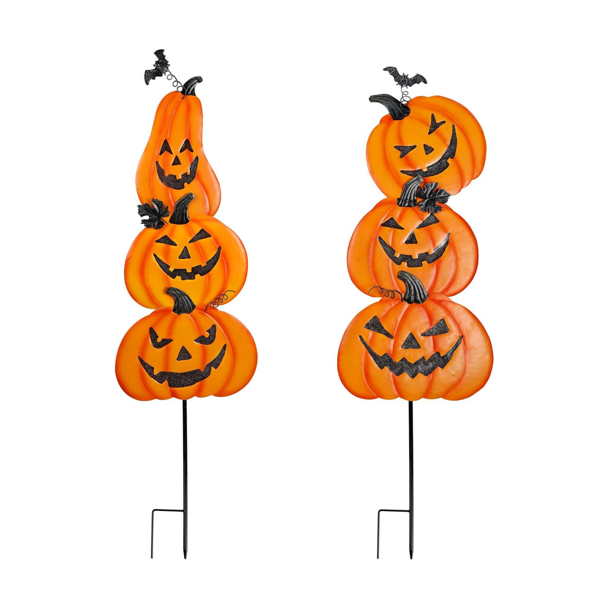 2 Pack Halloween Yard Decoration Stakes, Trick or Treat Happy Halloween Yard Signs for Halloween Outdoor Decor