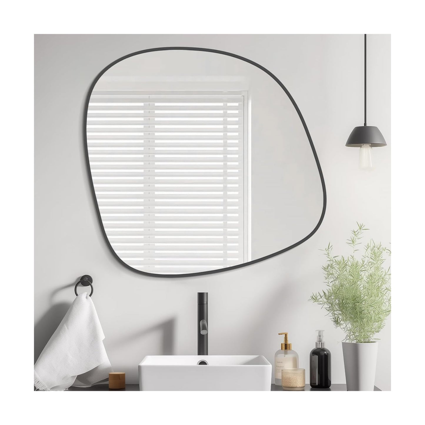 Irregular Wall Mirror / Black New / 27"L x 26"W