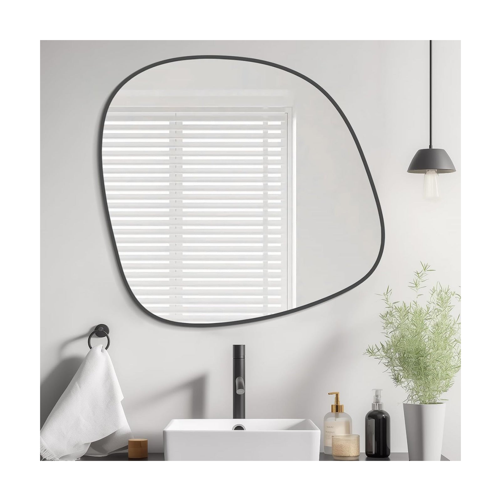 Irregular Wall Mirror / Black New / 27"L x 26"W