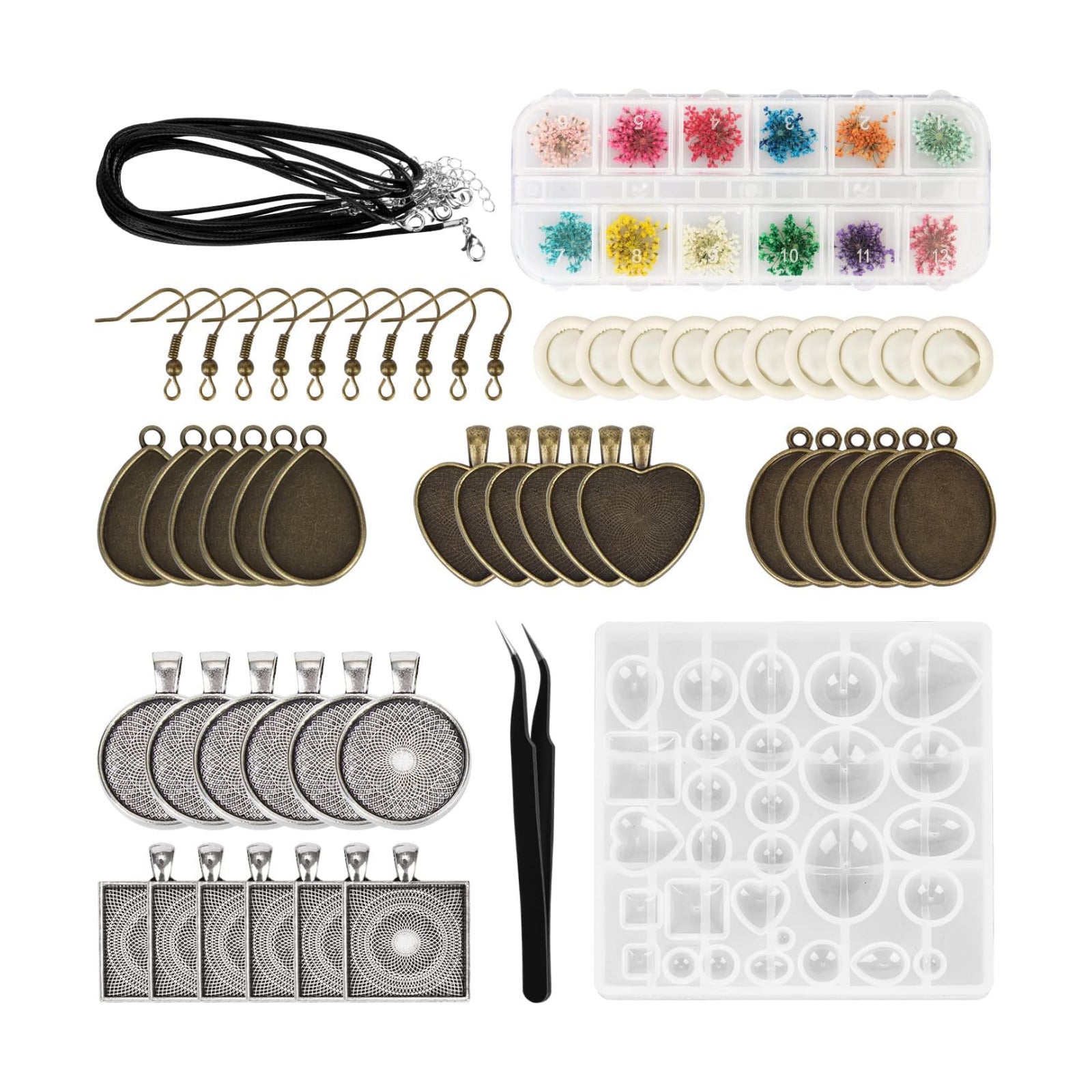 Resin Jewelry Molds Pendant Trays Making Kit / Set of 57