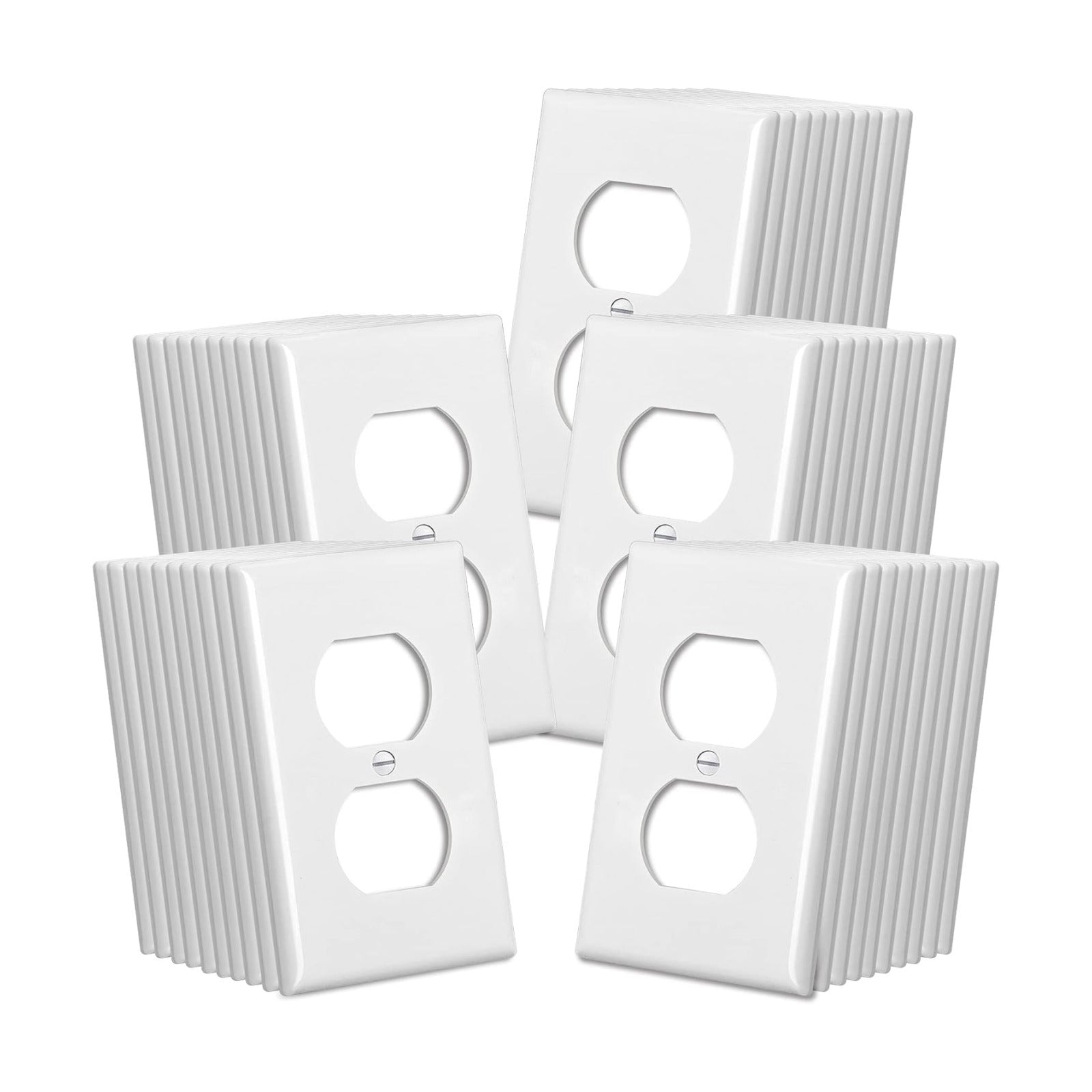 CML Duplex Outlet Covers, 50 Pack Electrical Outlet Wall Plate, 1-Gang Switch Plates, Dual Receptacle Faceplate
