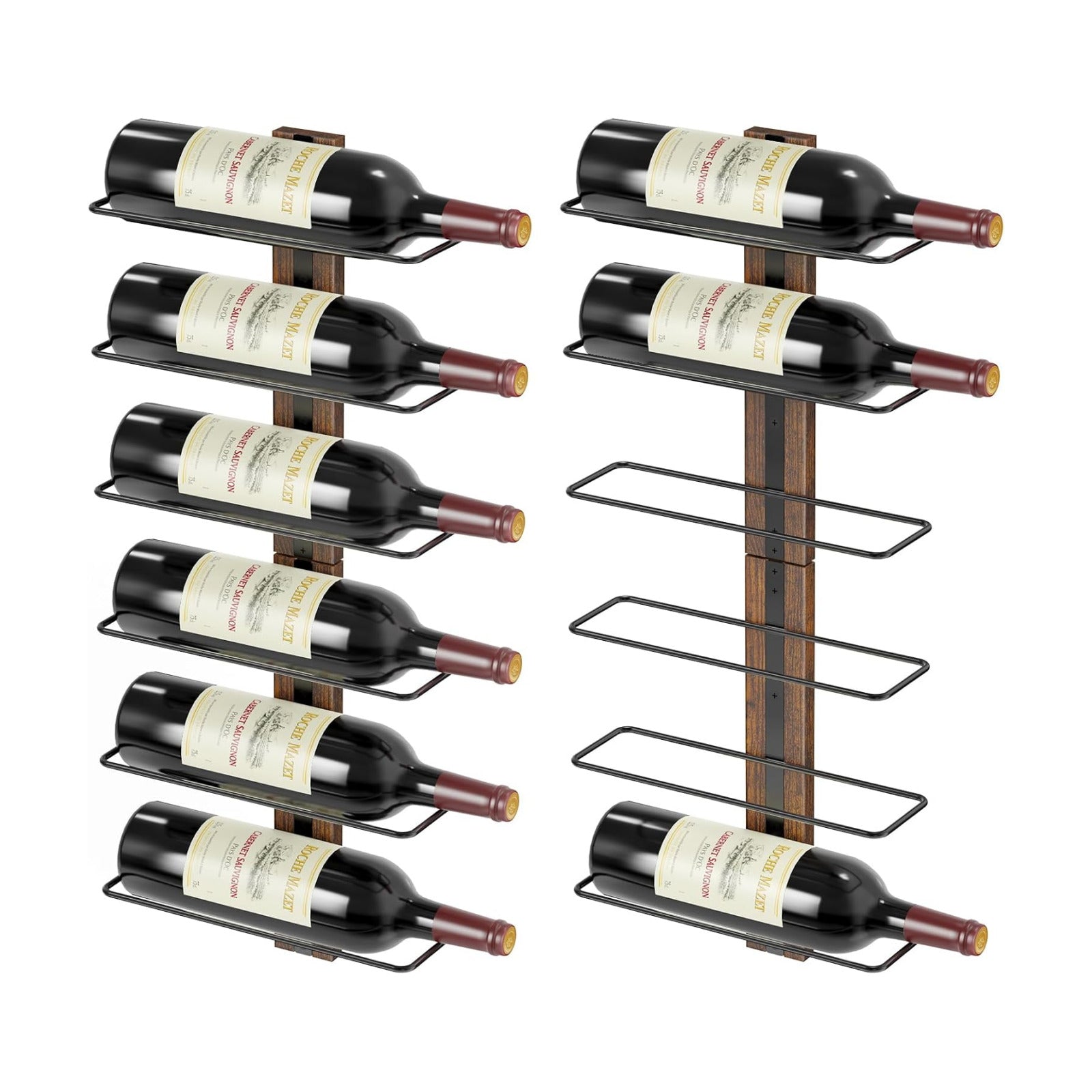 B4Life Wall-Mounted Wine Rack, 12 Bottles Wood & Metal Storage | For frequent Entertainer, Social Drinker's Essential