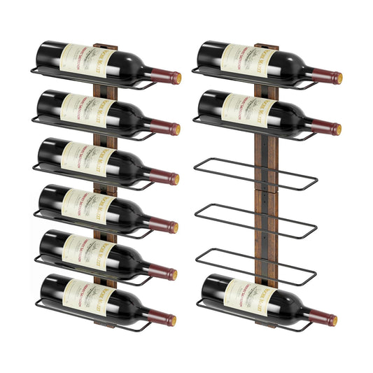 B4Life Wall-Mounted Wine Rack, 12 Bottles Wood & Metal Storage | For frequent Entertainer, Social Drinker's Essential