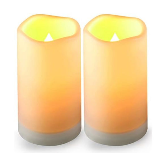 YOROXRG Solar flameless Candles Outdoor Waterproof,Dusk to Dawn Outdoor Lighting, Flickering fameless Reusable LED Light Candles for Lantern Garden Camping and Home Decor, 3D Wick (3"X6") Set of 2