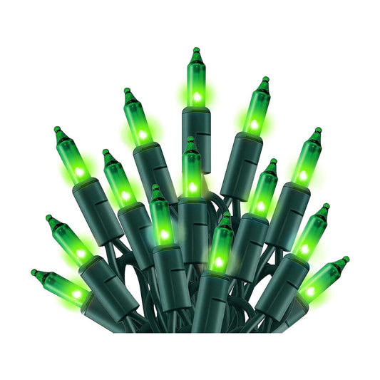 TW SHINE Green Christmas Lights, 18.5FT 100 Count Incandescent Halloween Lights, Waterproof St. Patrick's Day Decorations for Outdoor Indoor Xmas Tree Patio Home Party Garden Yard Decor