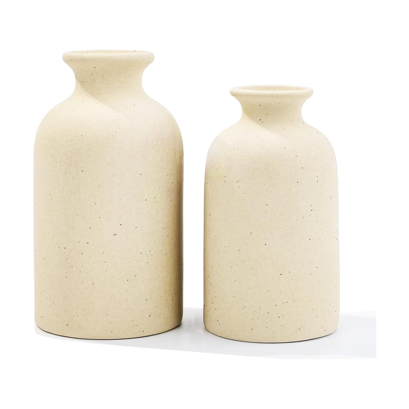 White Ceramic vases Home Decor Small vase Set Boho vase Modern Farmhouse / Beige Black / Set of 2