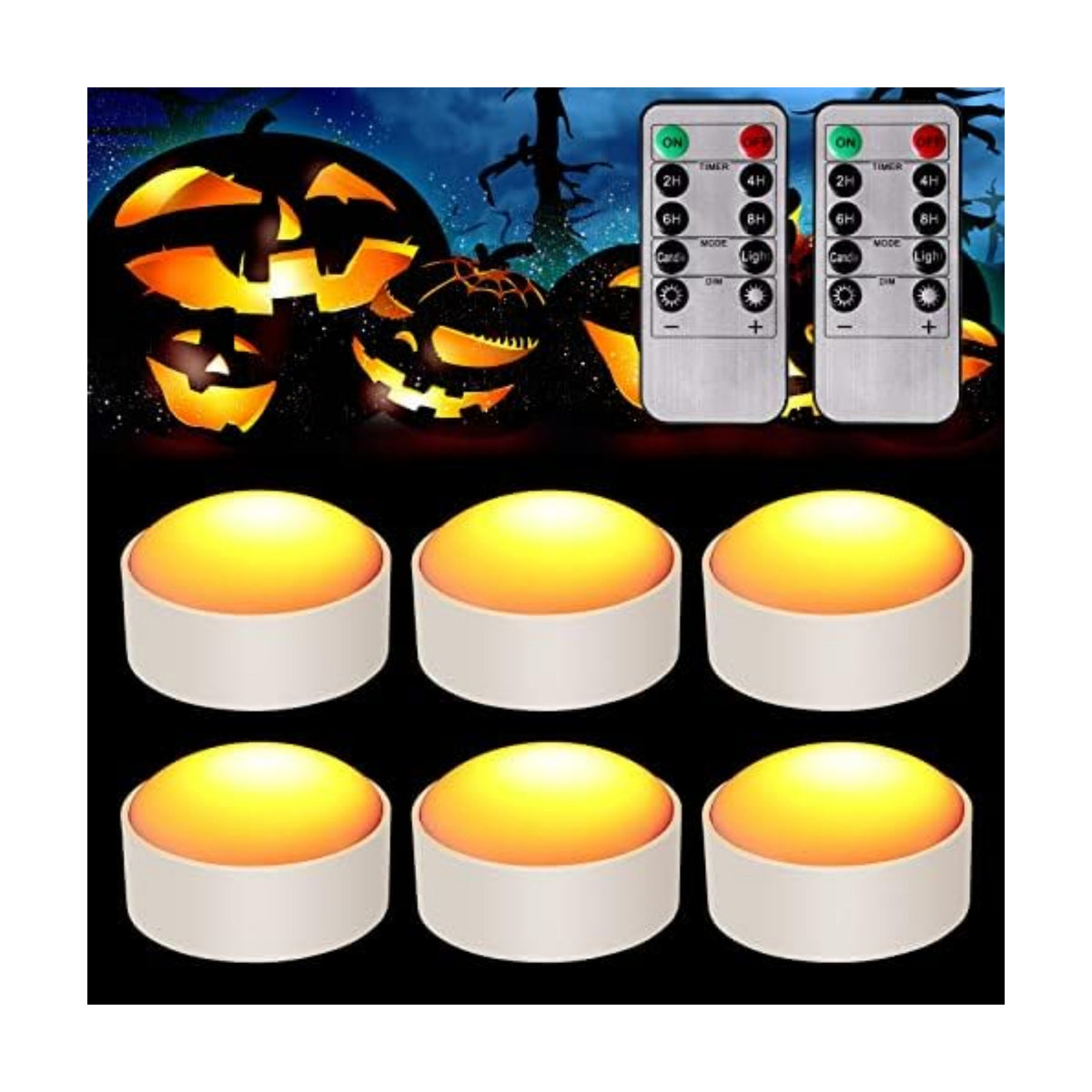 Riakrum 6 Pack Halloween Pumpkin LED Lights, White