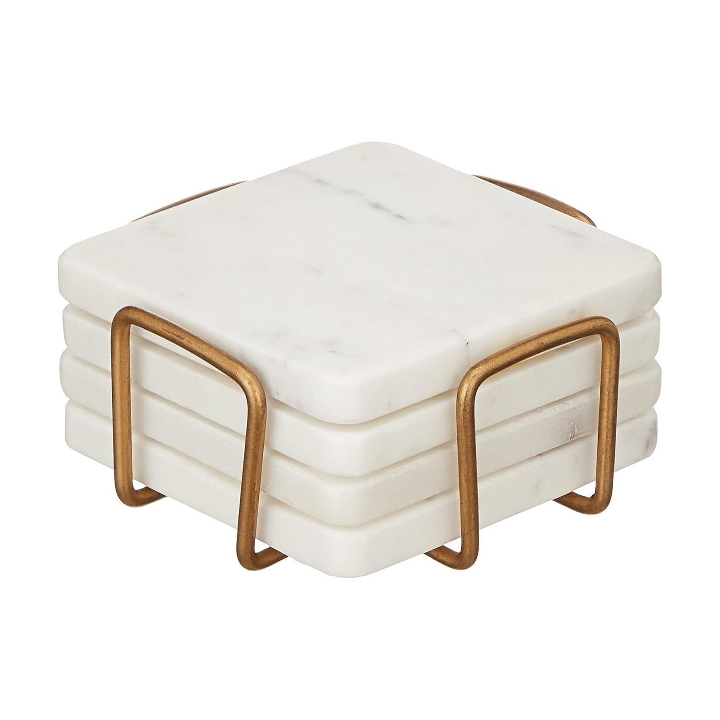 Holder / Square Modern Coasters / White / 4 Inch