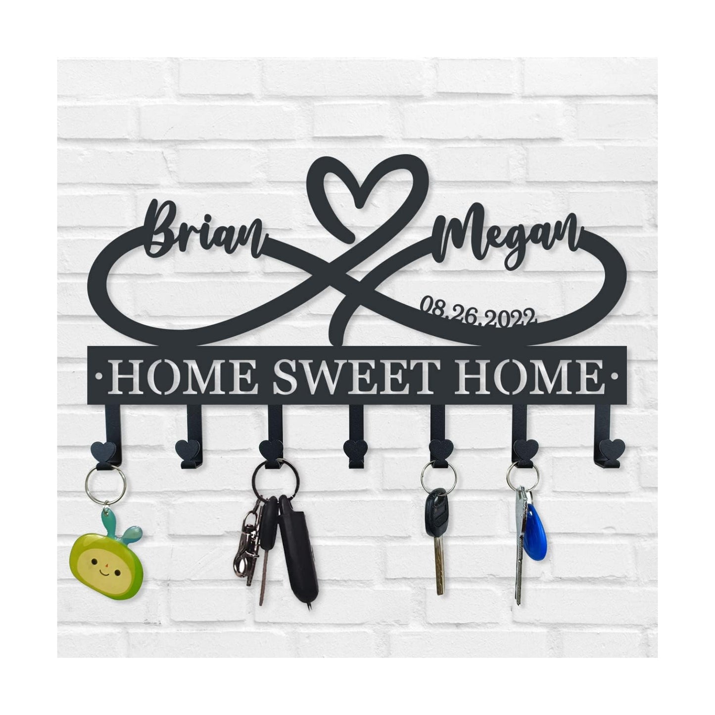 Personalized Metal Infinity Heart Key Hooks