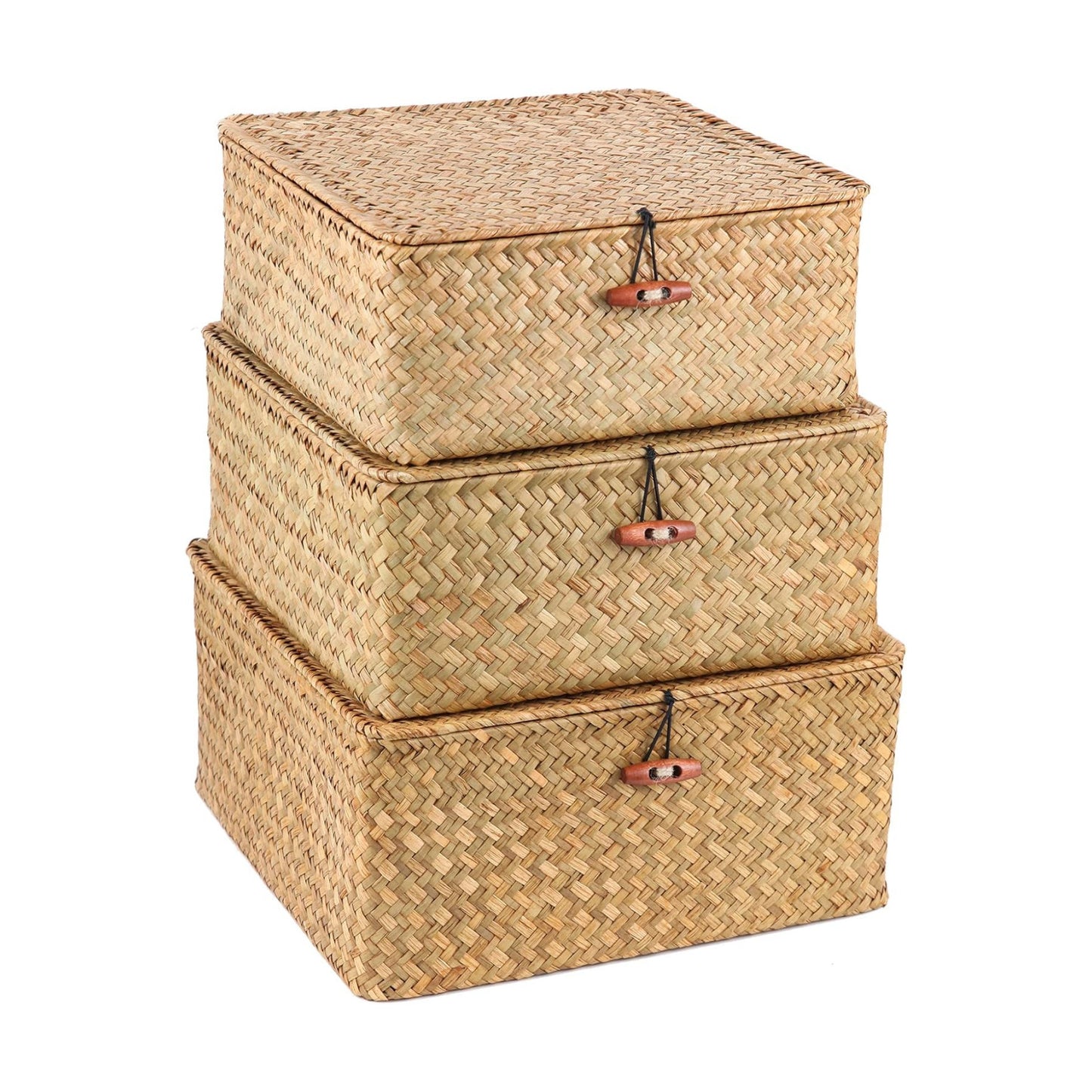Square Seagrass Storage Bins / Set of 3