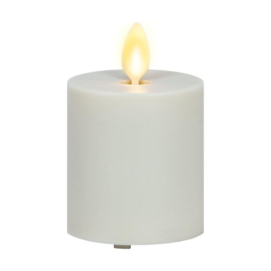 Luminara Outdoor Votive Flameless LED Candle, Pearl Ivory 2" x 3.2", Moving Flame Battery Operated Timer Remote Ready