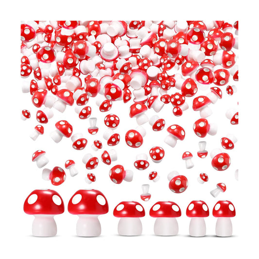 Colorful Mushroom Statue Decor / Red / S, M, L / Set of 160