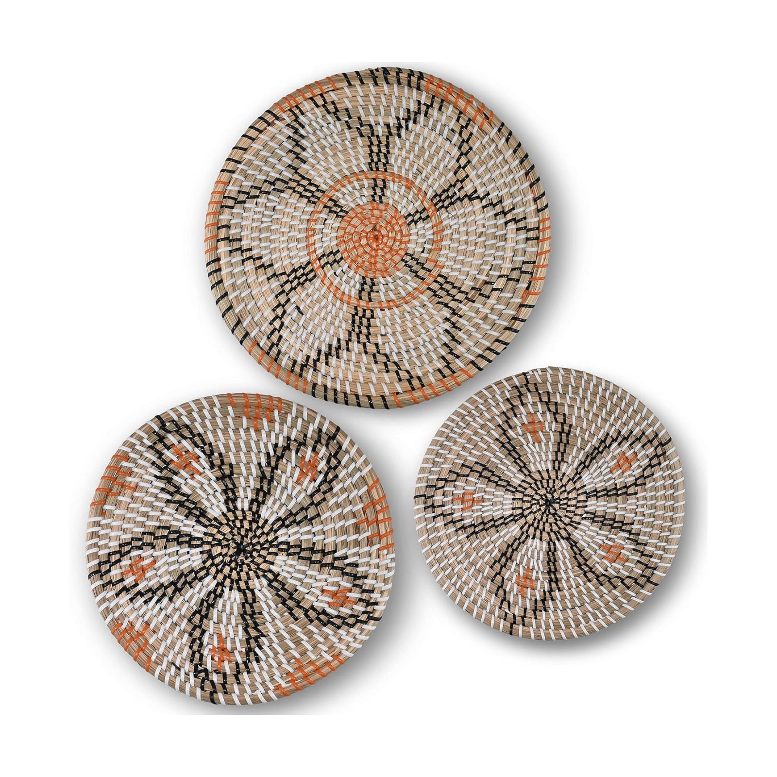 Modern Boho Rustic Wicker Hanging Wall Baskets / Natural / Set of 3