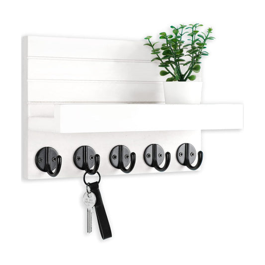 Key Holder / Decorative Key and Mail Holder / White