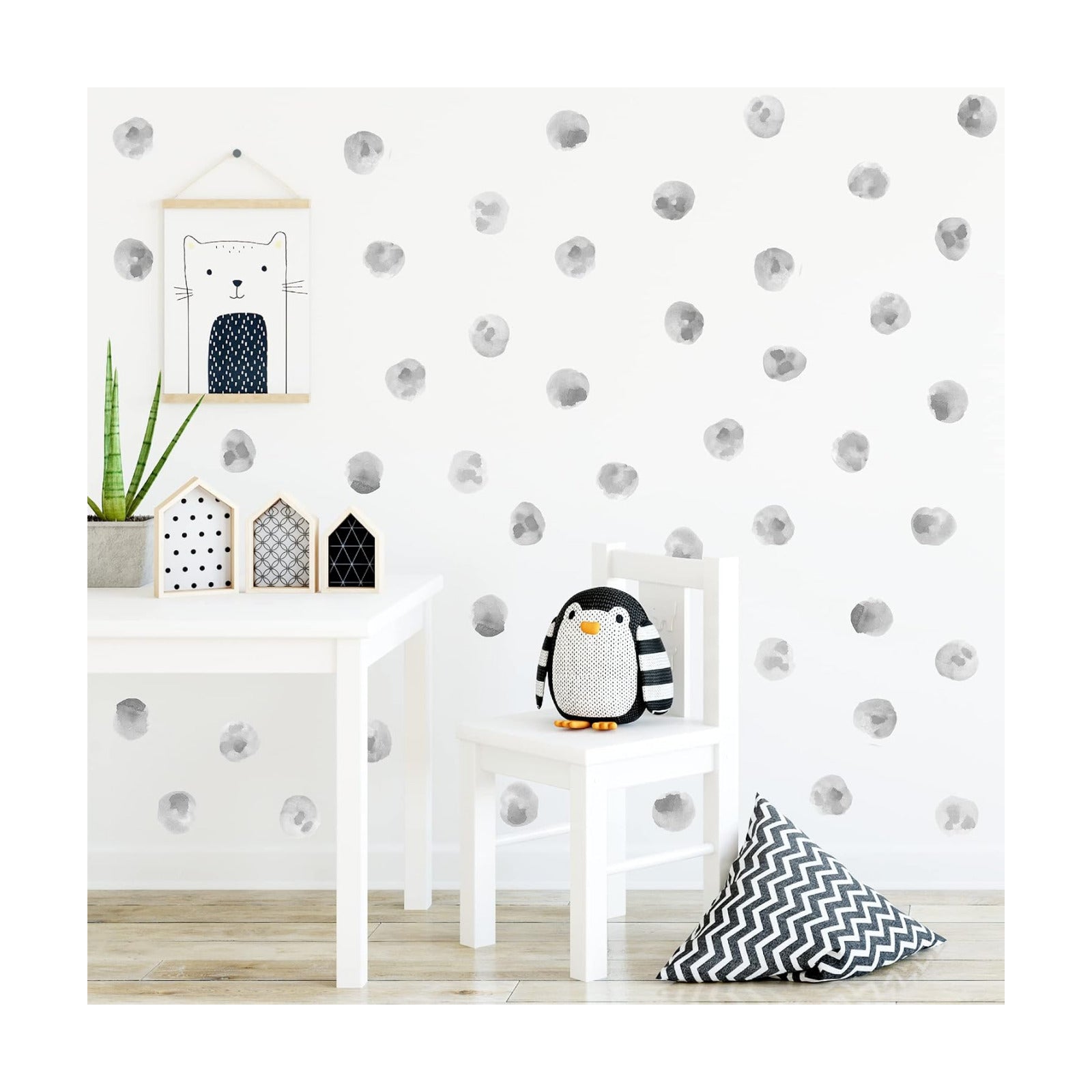 2.2'' Polka Dots Wall Decals Nursery Watercolor Wall Stickers for Kids Removable / Gray / Set of 120