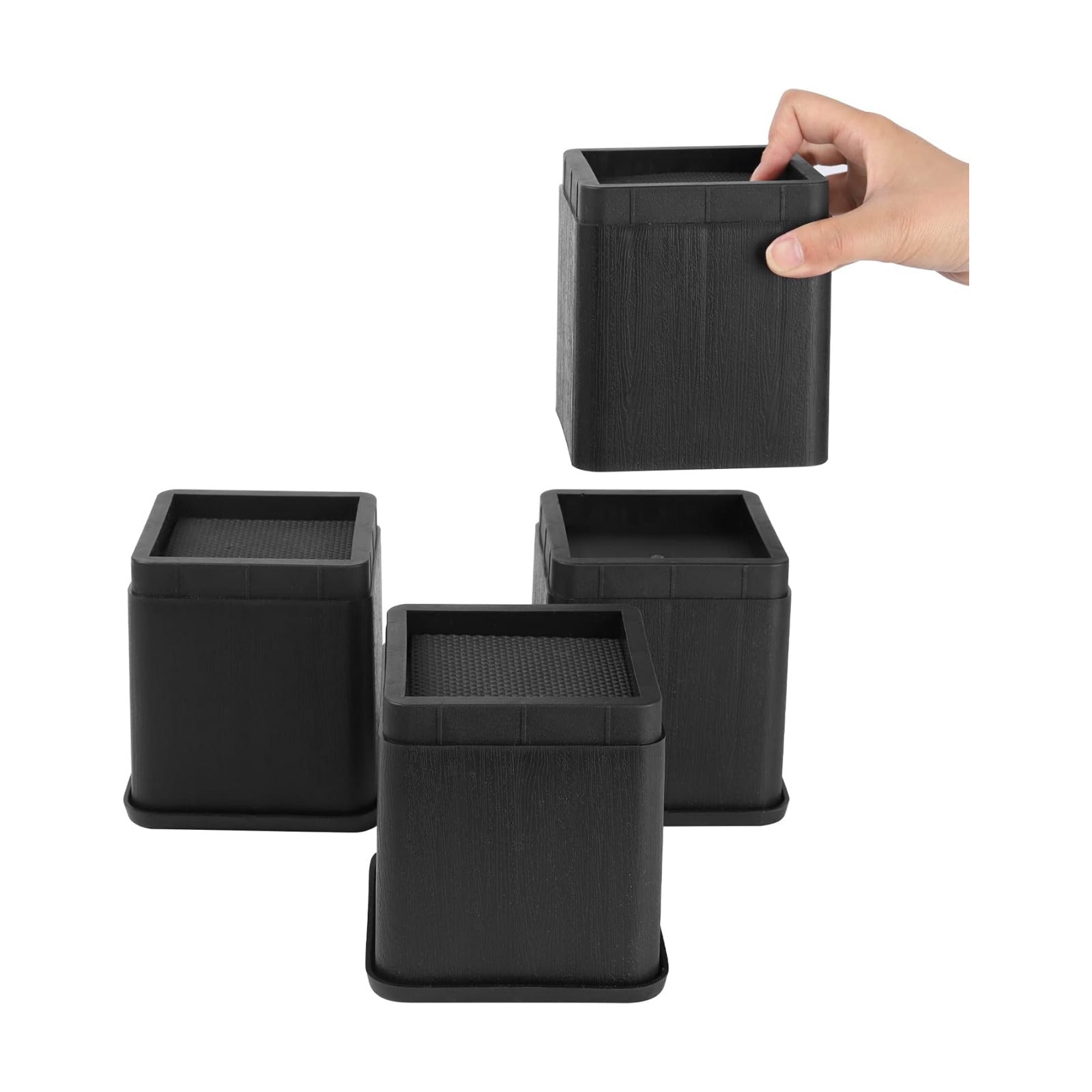 BTSD-home Bed Risers 4 Inch, 4 Pack | Heavy Duty Stackable Furniture Lifters for Dorm Beds, Sofas, Couches and Tables