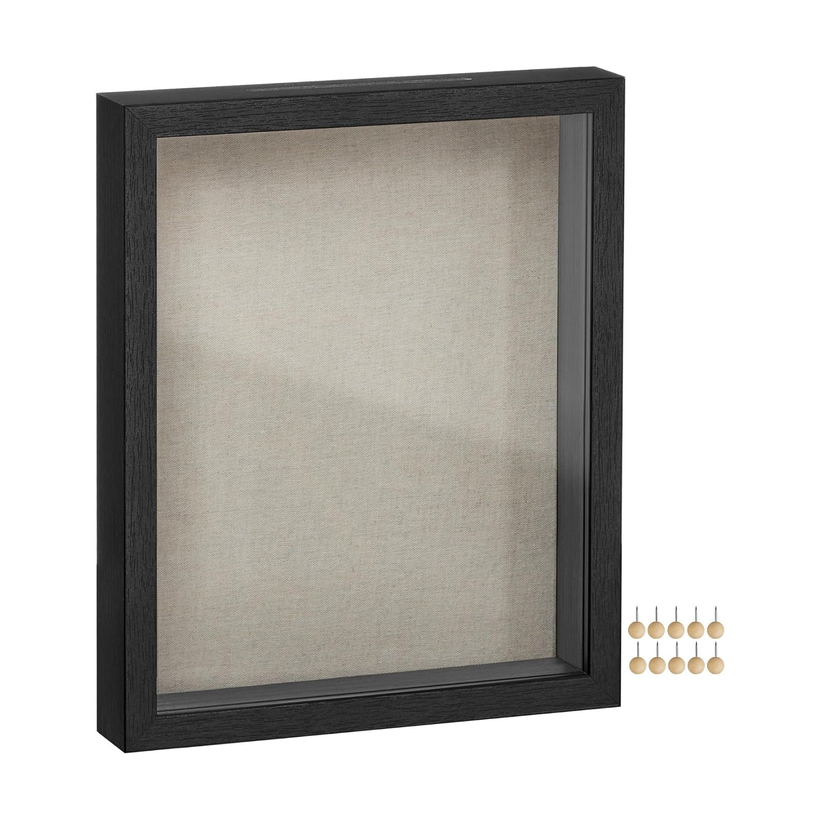 SONGMICS 11x14 Shadow Box Frame, with Top Slot and Glass Front | Picture Frame Display Case, Linen Fabric Backing, Push