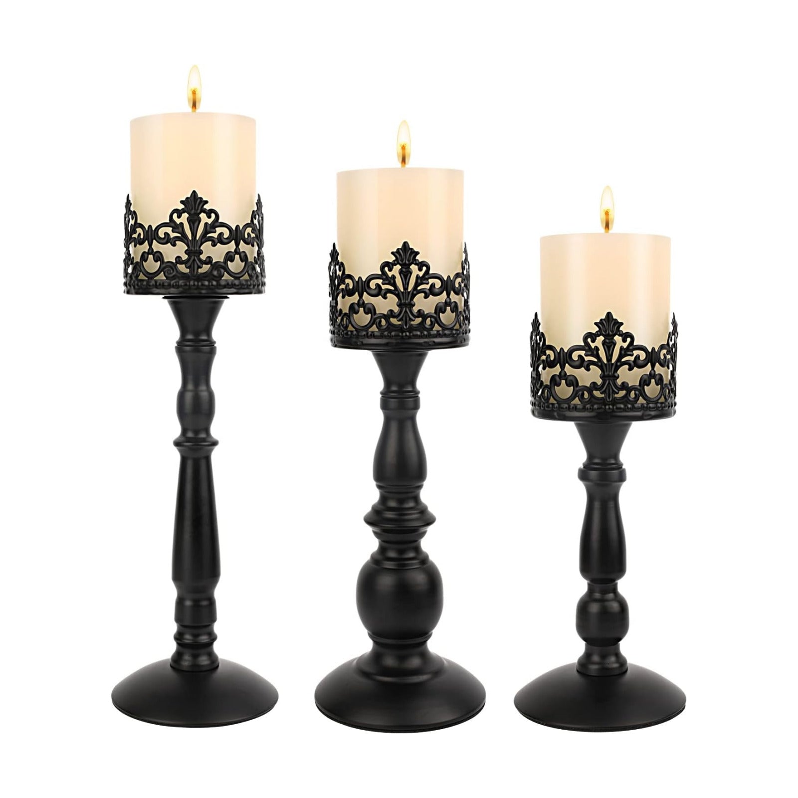 Black Vintage Candle Holder for Table Centerpiece Gothic Candle Stand Set