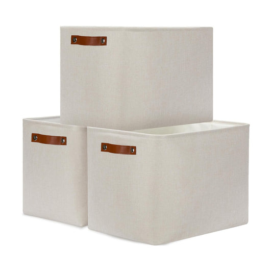 Large Storage Bins / Beige / 16 x 12 x 12 / Upgrated/3p