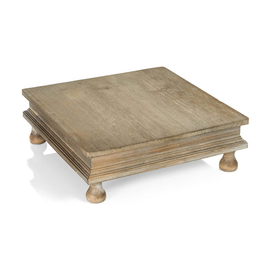 Decorative Square Tabletop Wooden Display Tray Riser in Whitewash Finish / 12 x 12