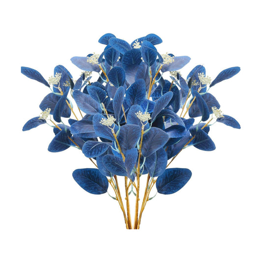 Faux Eucalyptus Stems Artificial Eucalyptus Leaves Spray Greenery Stems Branches / Blue / Set of 6