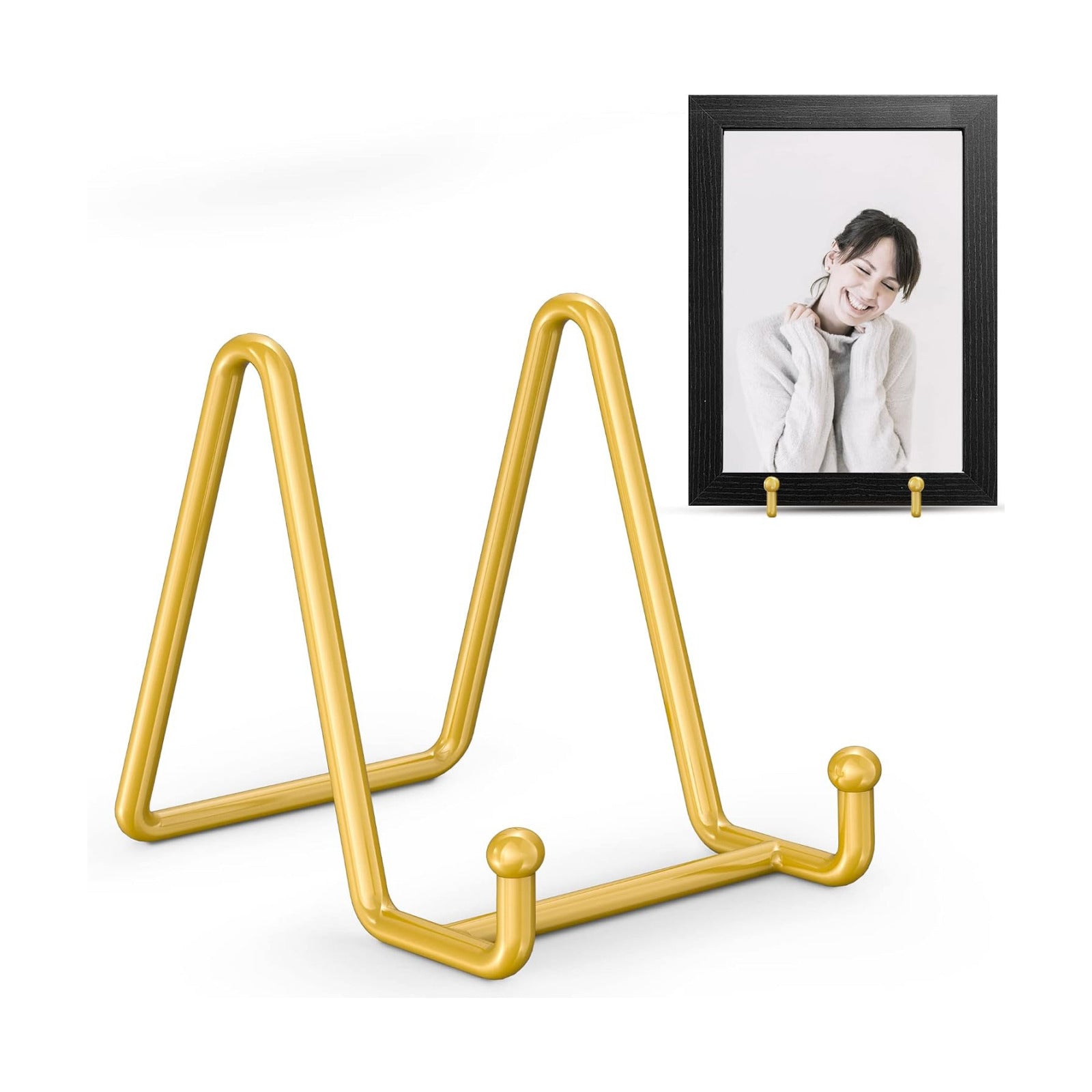 Display Stand + Metal Frame Holder for Picture / Gold - 3 Inch / 3 Inch / Set of 4