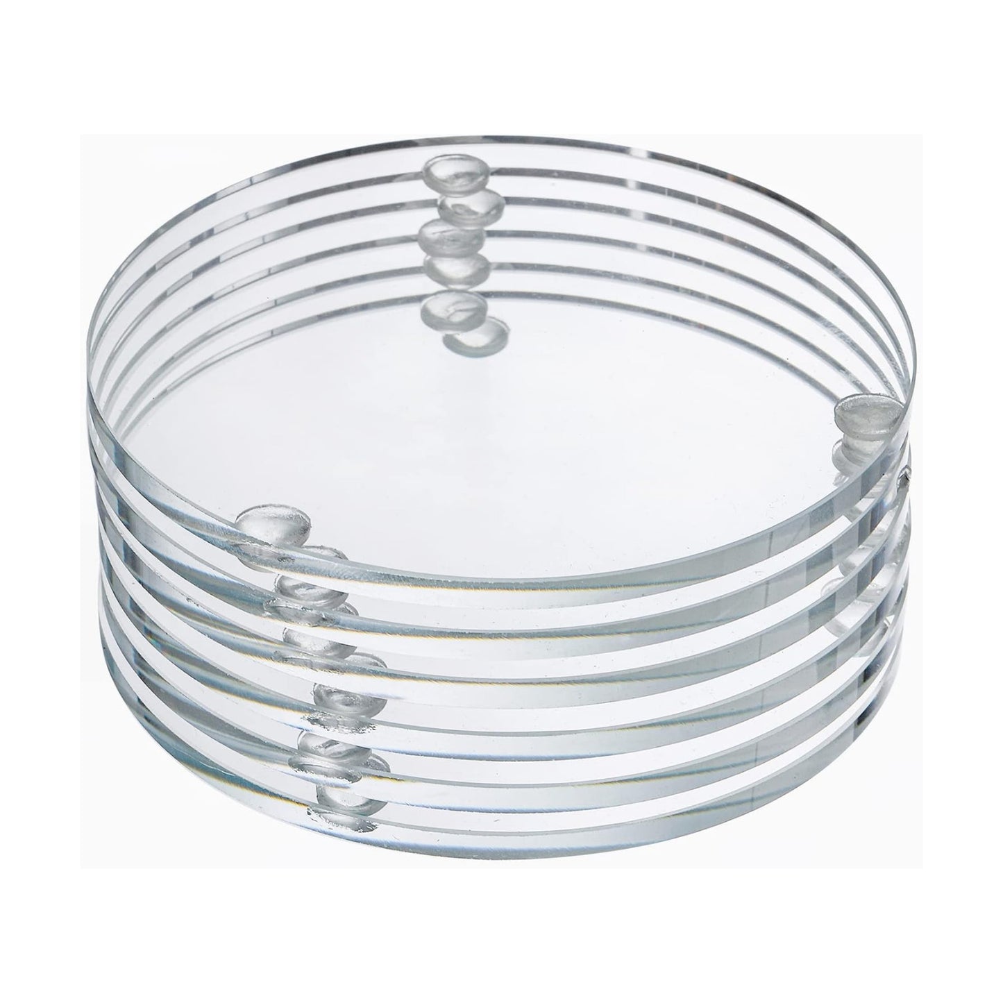 Round Glass Drink Coasters / Clear / 3.5 Inch / Set of 6