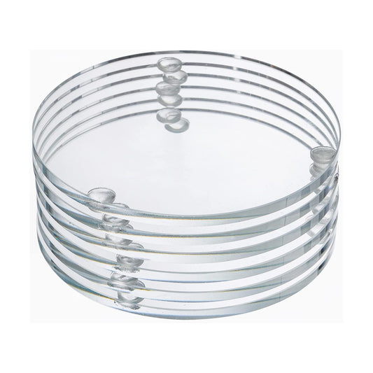 Round Glass Drink Coasters / Clear / 3.5 Inch / Set of 6