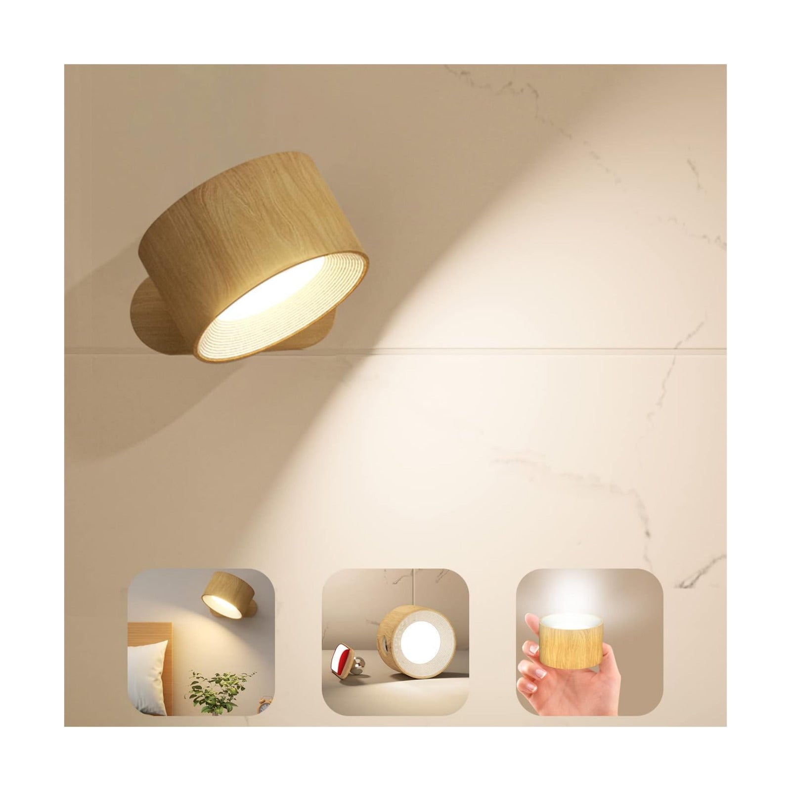 Koopala LED Sconces, Wall Mounted Lamps with Rechargeable Battery Operated USB Port 3 Color Temperatures & 3 Brightness