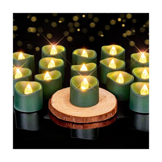 Homemory 12-Pack Green Flameless Battery Tea Light Candles, 200+ Hours